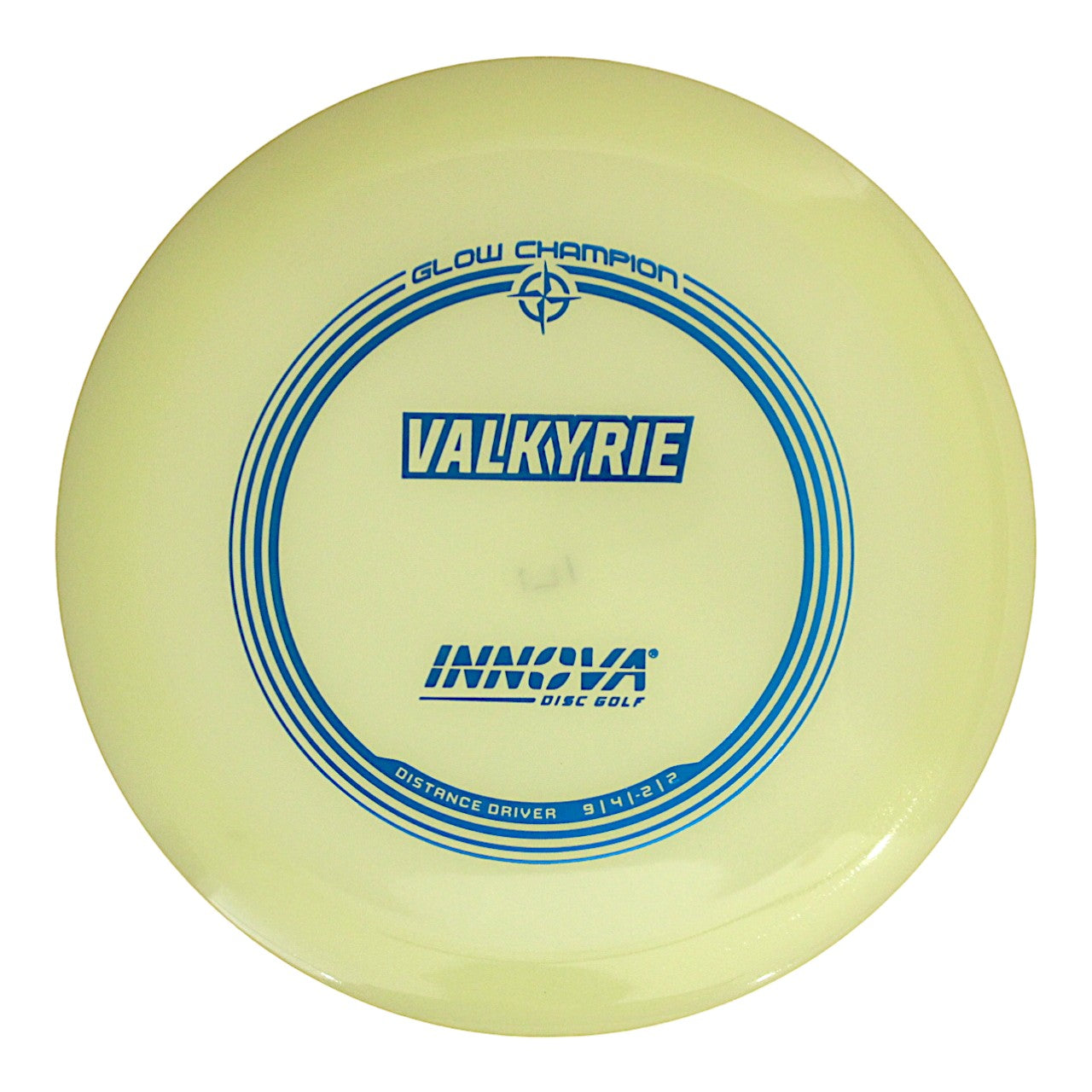 Innova Disc Golf Canada Champion Glow Valkyrie Distance Driver Grippy feel Good durability Flexible in cooler conditions Great for distance and control Maintains stability over time Comfortable for grip Straight shots