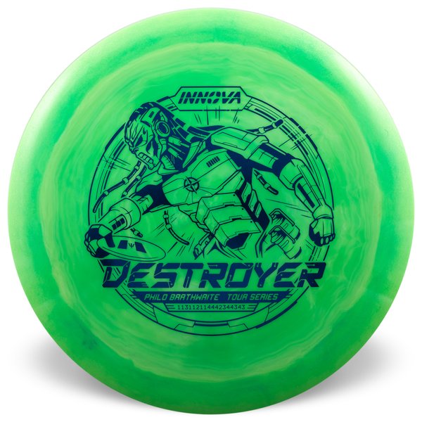 Destroyer Star (Philo Brathwaite 2025 Tour Series) INNOVA DISC GOLF CANADA Destroyer
Distance Driver Slick Finish Versatile Colors Great Durability and grip Overstable Impact Resistant Improved Glide Flexible in cooler conditions Great for distance and control Maintains stability over time