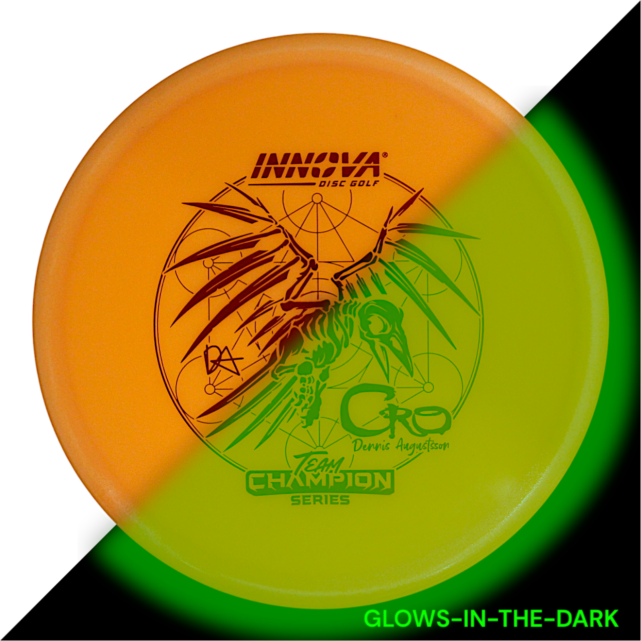 Cro Proto Glow Star (Dennis Augustsson 2024 Tour Series) Consistent flights, Placement , and Spike Hyzers Impact Resistant Durable Fade Slick Finish High Flexibility Weather Resistant Fade Hold