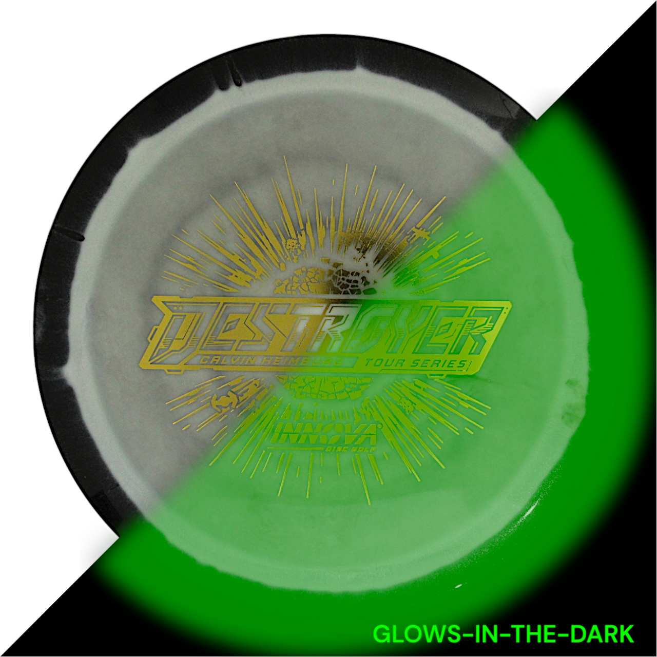 Destroyer Proto Glow Halo Star (Calvin Heimburg 2024 Tour Series) INNOVA DISC GOLF CANADA Destroyer Distance Driver Flexible Premium Opaque Grips Well Overstable Impact Resistant High Stability