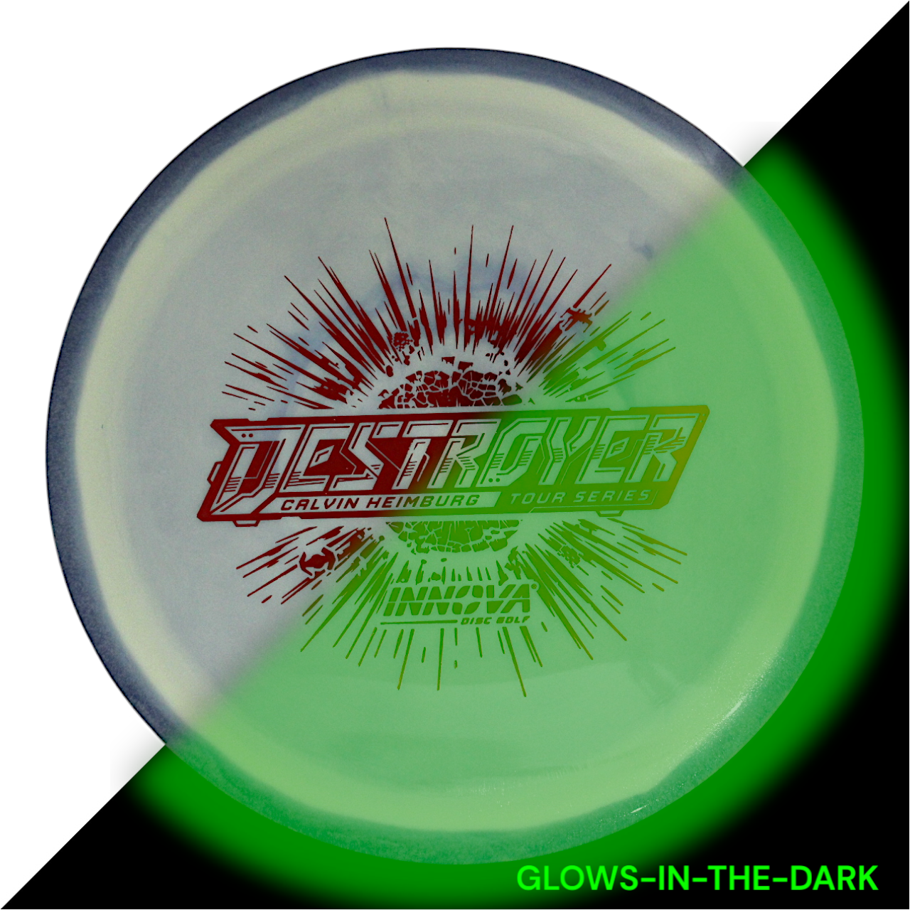 Destroyer Proto Glow Halo Star (Calvin Heimburg 2024 Tour Series) INNOVA DISC GOLF CANADA Destroyer Distance Driver Flexible Premium Opaque Grips Well Overstable Impact Resistant High Stability