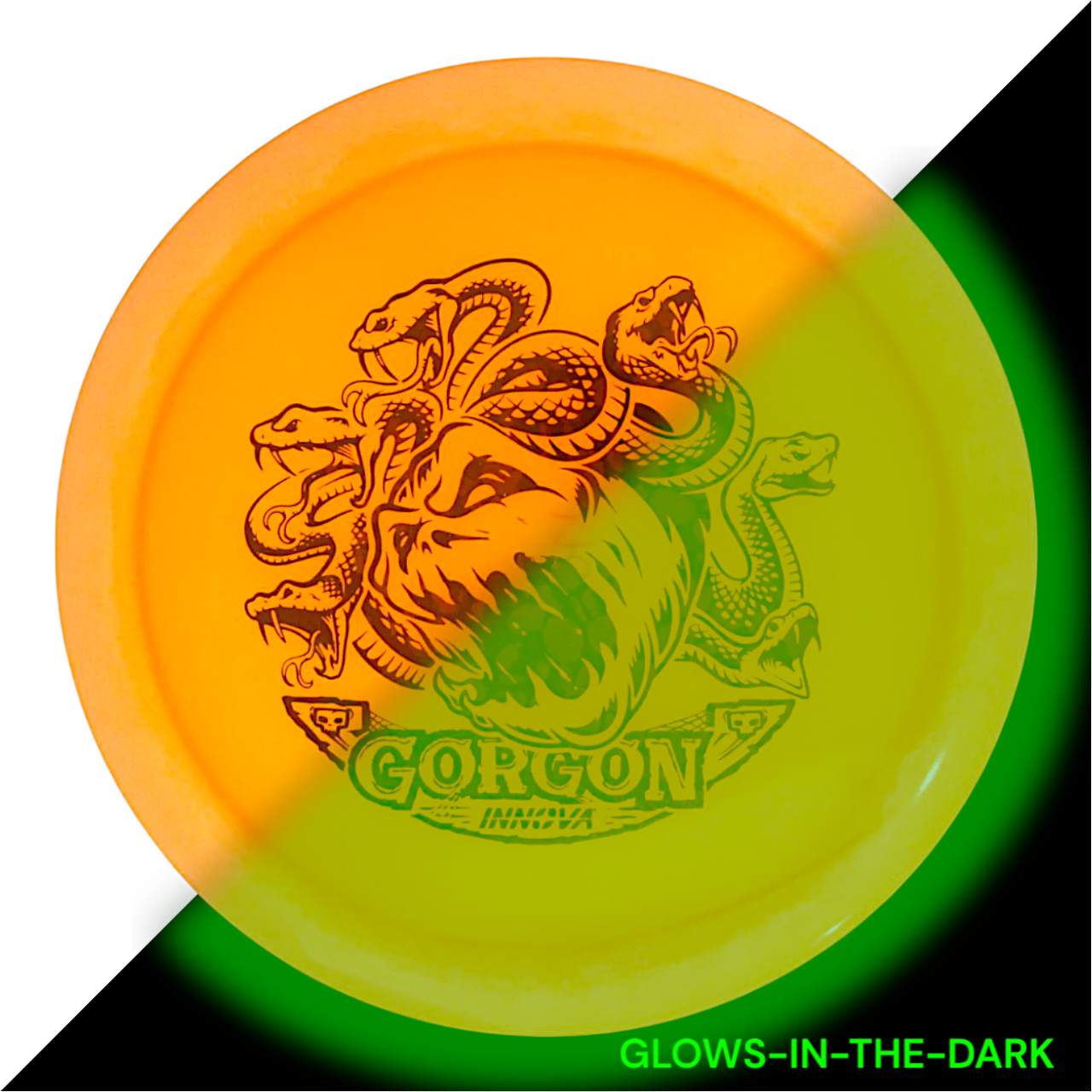 INNOVA DISC GOLF CANADA Gorgon Distance Driver Quality grip High Speed Long Distance Ideal for Power Throws Reliable Fade high glide grippy durable
Glows in dark