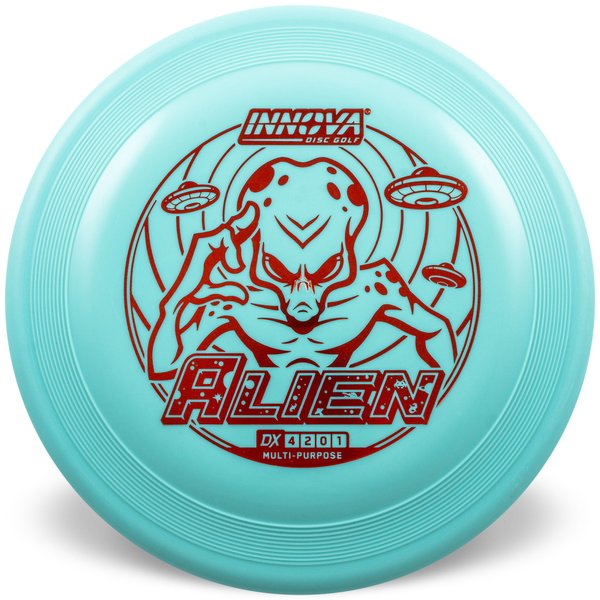 Innova Disc Golf Canada DX Alien
Grippy feel Good durability Flexible in cooler conditions Great for distance and control Maintains stability over time Comfortable for grip