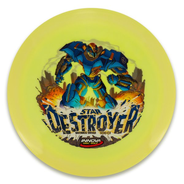 Innova Disc Golf Canada Star Destroyer Distance Driver Distance Driver Slick Finish Versatile Colors Great Durability and grip Overstable Impact Resistant Improved Glide Flexible in cooler conditions Great for distance and control Maintains stability over time Comfortable for grip