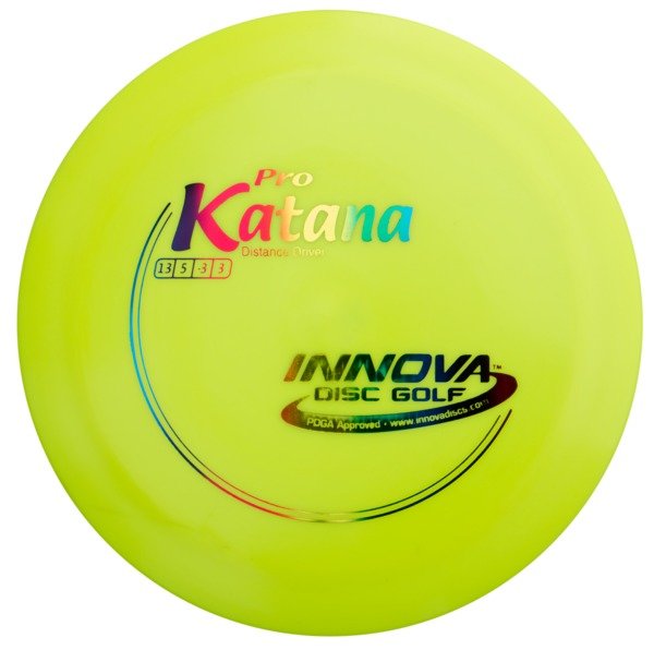 Innova Disc Golf Canada Pro Katana Distance Driver Distance Driver Distance Driver Soft grip good durability Stable flight path Resistant to scratches Ideal for advanced players Flexible in cooler conditions Great for distance and control Maintains stability over time Comfortable for grip good Glide