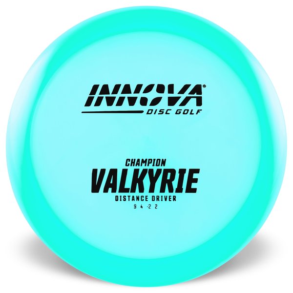 Innova Disc Golf Canada Champion I-Dye Valkyrie Distance Driver Grippy feel Good durability Flexible in cooler conditions Great for distance and control Maintains stability over time Comfortable for grip Straight shots