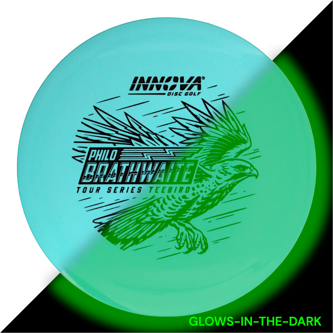 Teebird Proto Glow Star (Philo Brathwaite 2024 Tour Series) Teebird  Glow	Fairway Driver	Glows in the dark	Charges in sunlight	Good grip for night rounds	Maintains durability of premium plastics	Provides visibility at night	Can be used in various conditions