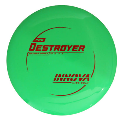 INNOVA DISC GOLF CANADA	Pro Destroyer
Distance Driver	Slick Finish	Versatile Colors	Good Durability	and grip Overstable	Impact Resistant	Improved Glide Flexible in cooler conditions	Great for distance and control	Maintains stability over time	Comfortable for grip lightweight

