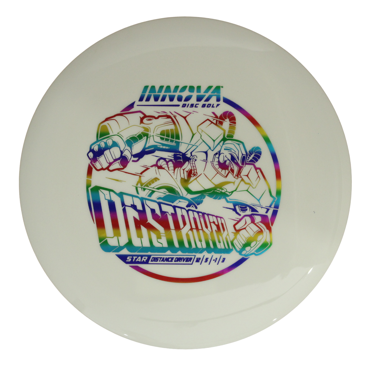 INNOVA DISC GOLF CANADA	Star Destroyer
Distance Driver	Slick Finish	Versatile Colors	Great Durability	and grip Overstable	Impact Resistant	Improved Glide Flexible in cooler conditions	Great for distance and control	Maintains stability over time	Comfortable for grip lightweight

