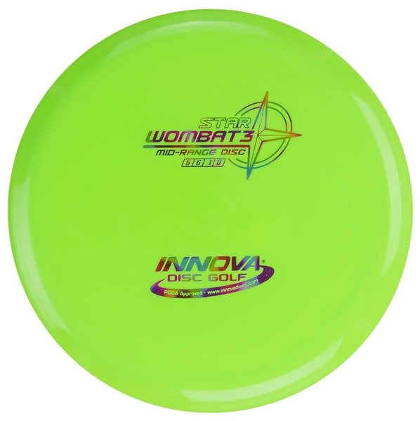 INNOVA DISC GOLF CANADA
Wombat3	Pemium Midrange understable	Flat Releases	Same flight pattern over time  good for Quick release	Increased Control
 and Grips Well		Low Stress	High Grip
Ideal for Controlled Shots
