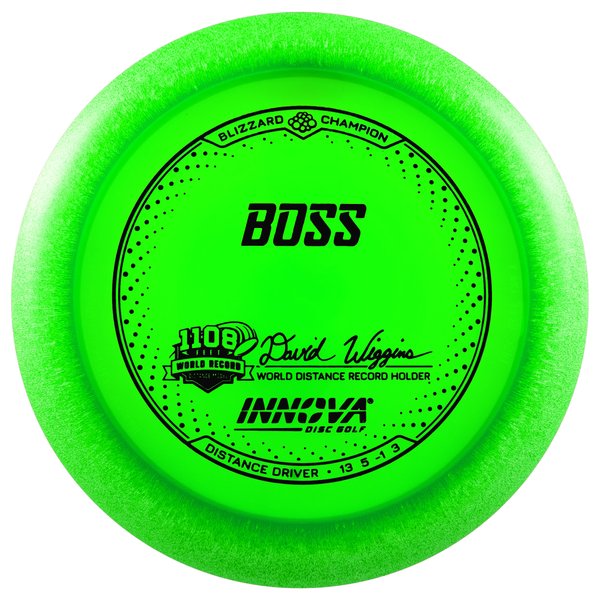 INNOVA DISC GOLF CANADA	Boss
Distance Driver	Grippy feel	Good durability	Flexible in cooler conditions	Great for distance and control	Maintains stability over time	Comfortable for grip Lightweight
