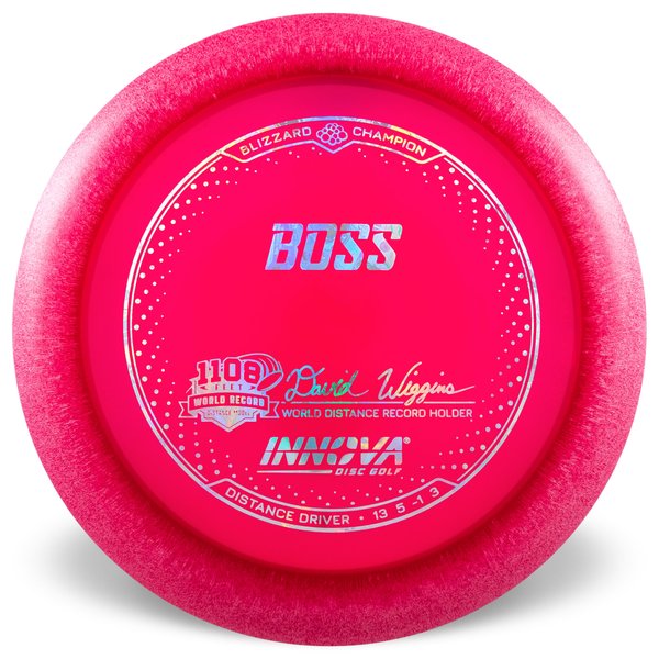 INNOVA DISC GOLF CANADA	Boss
Distance Driver	Grippy feel	Good durability	Flexible in cooler conditions	Great for distance and control	Maintains stability over time	Comfortable for grip Lightweight
