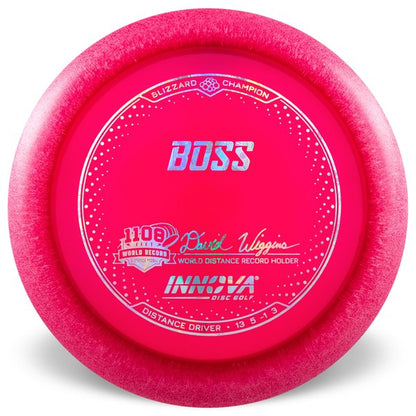 INNOVA DISC GOLF CANADA	Boss
Distance Driver	Grippy feel	Good durability	Flexible in cooler conditions	Great for distance and control	Maintains stability over time	Comfortable for grip Lightweight
