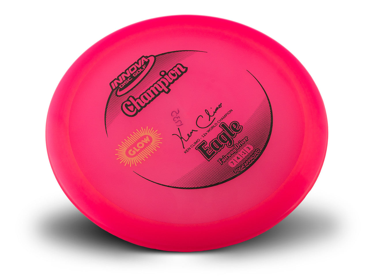 Innova Disc Golf Canada Champion Glow Eagle Innova Disc Golf Canada Champion Eagle INNOVA DISC GOLF CANADA	Eagle	Fairway Driver	Flexible	Premium feel	Increased Control	Good for Windy Conditions	Versatile	Weather Resistant Durable
glows in dark