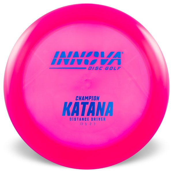 Innova Disc Golf Canada champion Katana Distance Driver 	Soft grip	great durability	Stable flight path		Resistant to scratches	Ideal for advanced players Flexible in cooler conditions	Great for distance and control	Maintains stability over time	Comfortable for grip  good Glide
