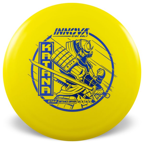 Innova Disc Golf Canada Star Katana Distance Driver 	Soft grip	great durability	Stable flight path		Resistant to scratches	Ideal for advanced players Flexible in cooler conditions	Great for distance and control	Maintains stability over time	Comfortable for grip  good Glide

