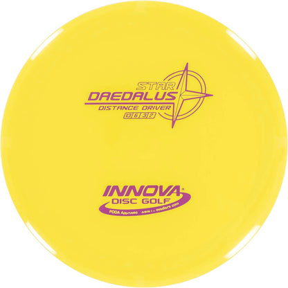 Innova Disc Golf Star Daedalus Distance Driver 	Grippy feel	Good durability	Flexible in cooler conditions	Great for distance and control	Maintains stability over time	Comfortable for grip
