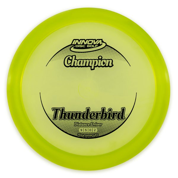 innova Disc Golf Canada Champion Thunderbird 	Impact Resistant	Premium Grip	Reliable Control	Fade Hold overstable No turn good glide
