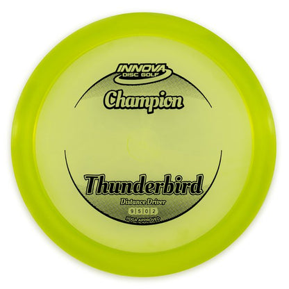 innova Disc Golf Canada Champion Thunderbird 	Impact Resistant	Premium Grip	Reliable Control	Fade Hold overstable No turn good glide
