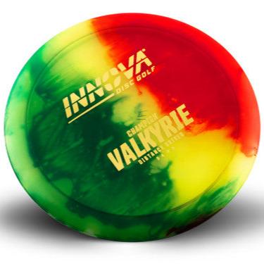 Innova Disc Golf Canada Champion I-Dye Valkyrie Distance Driver Grippy feel	Good durability	Flexible in cooler conditions	Great for distance and control	Maintains stability over time	Comfortable for grip Straight shots
