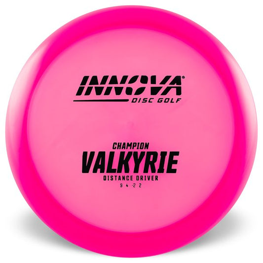 Innova Disc Golf Canada Champion I-Dye Valkyrie Distance Driver Grippy feel	Good durability	Flexible in cooler conditions	Great for distance and control	Maintains stability over time	Comfortable for grip Straight shots
