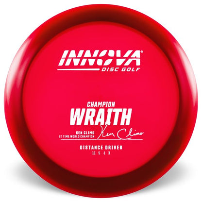 Innova Disc Golf champion Wraith Distance Driver Overstable	Cold  weather Reliable	Experienced Players	Headwind Use	clear plastic	 all Weather Consistent high glide forehand friendly good grip premium feel 
